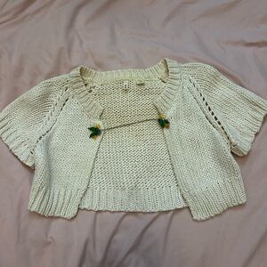 Moth Cream Knit Sweater with Lace Trim